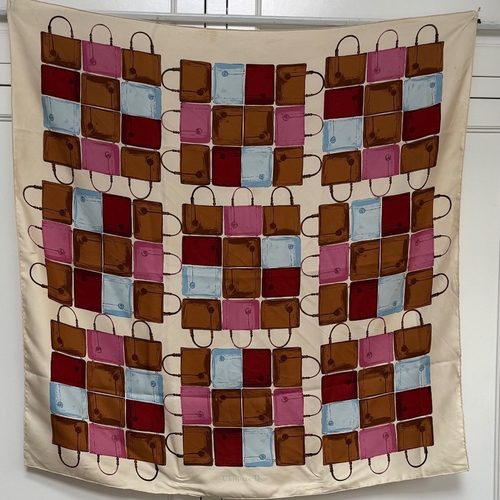 Christian Dior “Handbag Motif” Silk 🧣👜
